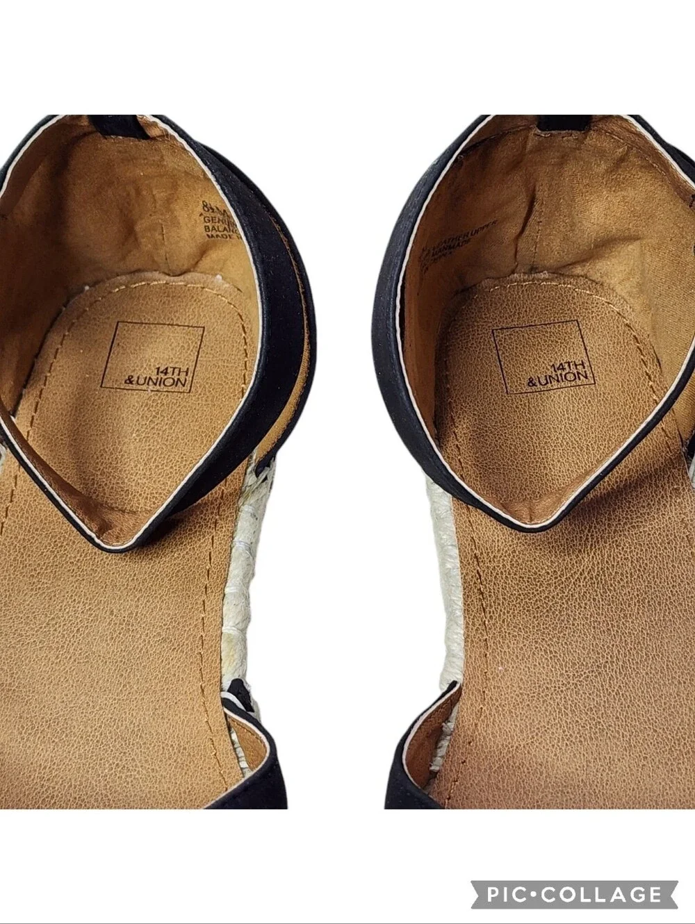 14TH & UNION Denni-Lea espadrille black leather flats buckle ankle straps